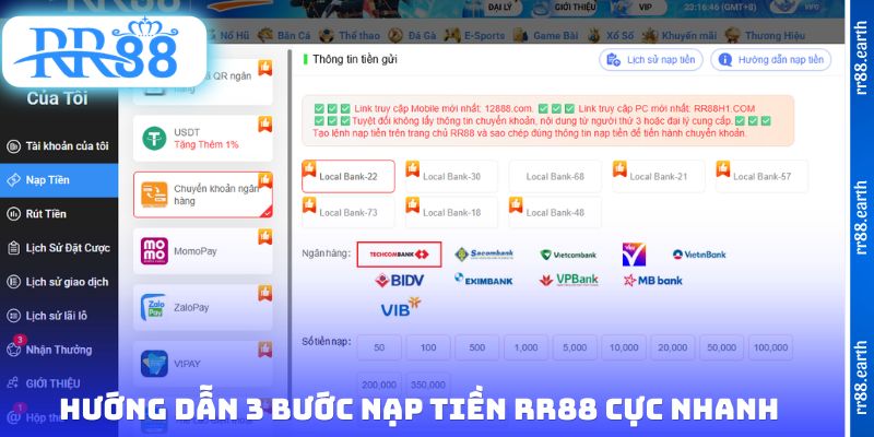 Hướng dẫn 3 bước nạp tiền RR88 cực nhanh